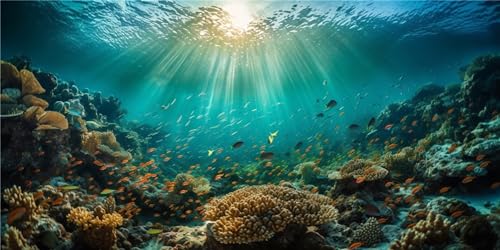 MIRRORANG 76x46cm Unterwasser-Thema Aquarium Hintergrund Sonnenschein Koralle Unterwasserwelt Aquarium Hintergrund von MIRRORANG
