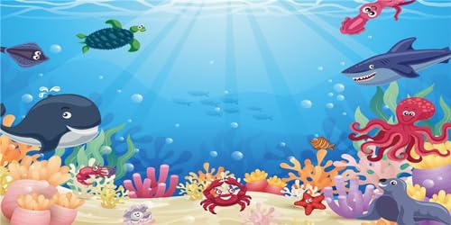 MIRRORANG 91x41cm Aquarium Terrarium Hintergrund Cartoon Tiere Unterwasser Blau Meer Sonnenschein Fisch Tank Hintergrund Vinyl von MIRRORANG
