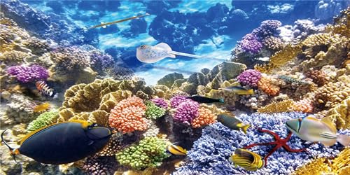 MIRRORANG 91x41cm Unterwasser-Thema Aquarium Hintergrund Bunte Koralle Tropische Fische Unterwasserwelt Aquarium Hintergrund Vinyl Terrarium Hintergrund von MIRRORANG