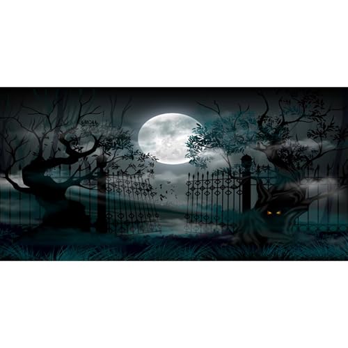 MIRRORANG 91x50cm Dunkler, gruseliger Aquarium Hintergrund mit Vollmond, Zaun, gruseligen Ästen, Nacht, Halloween Vinyl Aquarium Hintergrund MIRRORANG 91x50cm Dunkler, gruseliger Aquarium Hintergrund mit Vollmond, Zaun, gruseligen Ästen, Nacht, Halloween Vinyl Aquarium Hintergrund von MIRRORANG
