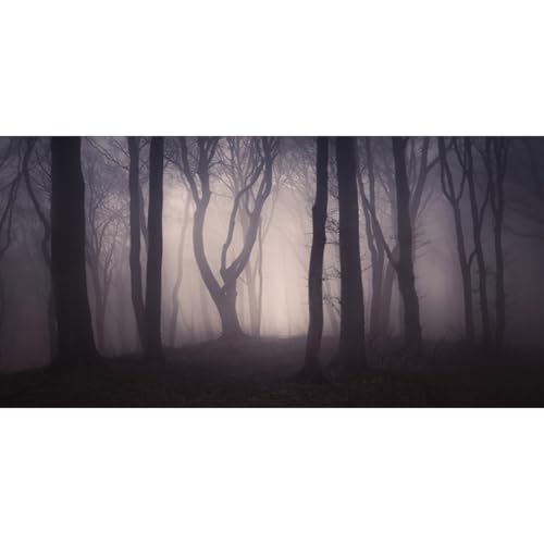 MIRRORANG 91x50cm Gruseliger Aquarium Hintergrund mit Zweigen, Bäumen, Nebel, Wald, gruseliger Nacht Vinyl, langlebiger Aquarium Hintergrund von MIRRORANG