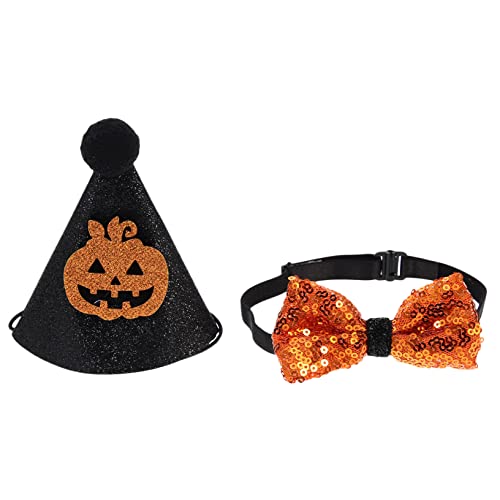 1 Set Halloween Hut Kleine Hunde Kostüm Kleine Hunde Hut Hundehalsband für Welpen Hund Cosplay Kostüm Katze Dress Up Zubehör Katze Cosplay Kostüm Schöne Hundemütze und Halsband Welpen Fliege von MISETA