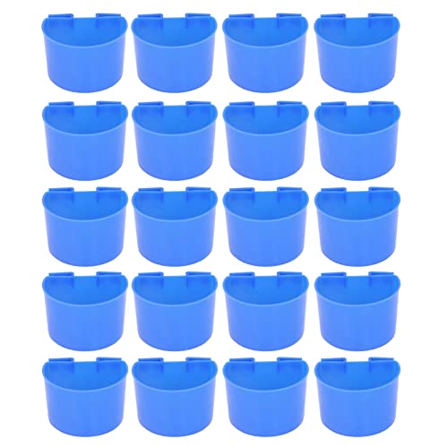 20 Stück Kunststoff Vogelfutternapf, Vogelkäfig, Samenbecher, Wasserfutterspender für Käfig für Nymphensittiche (Größe: S/Blau) von MISETA
