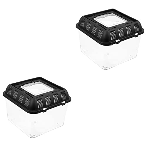 3 Stück Box kleine Haustierzuchtbox Kunststoff Schwarz Hamster (Farbe: Schwarz x 2 Stück, Größe: 20 x 20 x 2 Stück) von MISETA