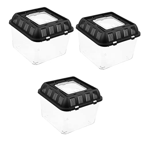 3 Stück Box kleine Haustierzuchtbox Kunststoff Schwarz Hamster (Farbe: Schwarz x 3 Stück, Größe: 20 x 20 x 3 Stück) von MISETA