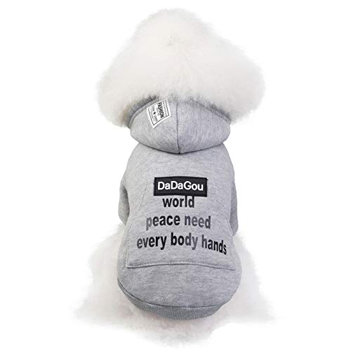 MISETA Hunde-Sweatshirts Winter Baumwolle Warm Bequeme Hundekleidung Hoodie mit großen Taschen für den Winter (Farbe: Grau, Größe: L) von MISETA