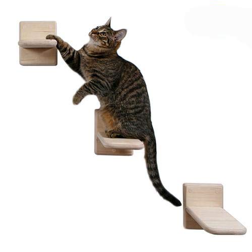 MISETA Katzen-Sitzstange aus Holz, Wandmontage, Katzenbaum, Leiter, Spielzentren, Haustier-Spielmöbel, Holz von MISETA