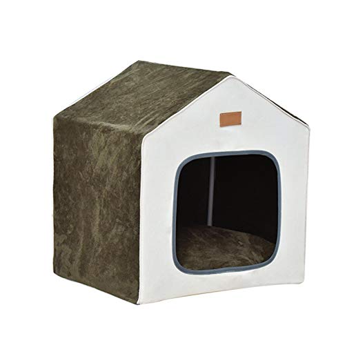 MISETA Katzenhaus Hundehaus Abnehmbare geschlossene Katzenhütte für kleine Hunde, Teddybären, Katzen, Samojede, Schäferhunde, Labrador. (Farbe: grün) von MISETA