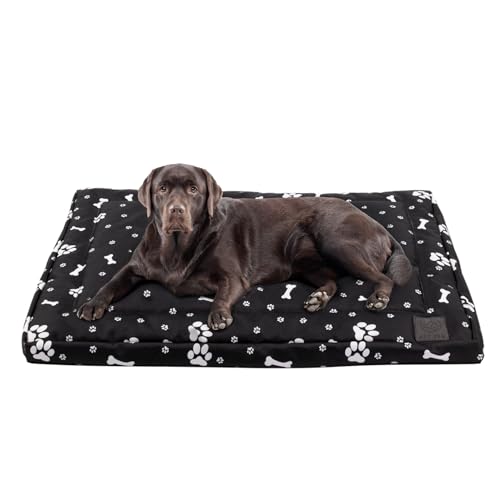 Hundebett Waschbar 120x80cm, Schwarz mit Muster - Komfortables und Hochwertiges Dog Bed für Hunde - Schlafplätze & Möbel für Hunde, Robuste und Pflegeleichte Hundematte für den Alltag in Innenräumen Hundebett Waschbar 120x80cm, Schwarz mit Muster - Komfortables und Hochwertiges Dog Bed für Hunde - Schlafplätze & Möbel für Hunde, Robuste und Pflegeleichte Hundematte für den Alltag in Innenräumen von MISIOO