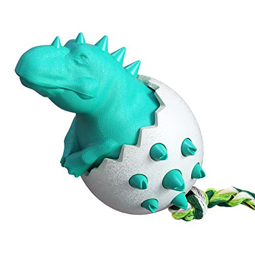 MISNODE Dinosaurier-Ei Kauspielzeug für aggressive Kauer, blaues Hundespielzeug, hilft bei der Reinigung der Zähne, interaktives Dinosaurier-Hundespielzeug für kleine, mittelgroße und große Rassen von MISNODE