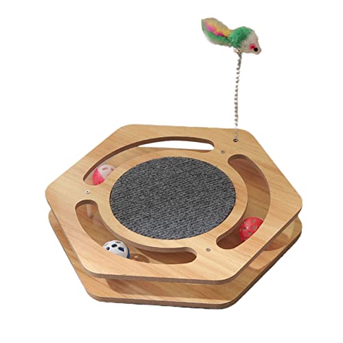 MISNODE Lustiges Katzen-Plattenspieler-Kombinationsspielzeug, Holz-Schienenbälle mit stabilen Kratzpolstern und 4 Kugeln für alle Altersgruppen, Polygon MISNODE Lustiges Katzen-Plattenspieler-Kombinationsspielzeug, Holz-Schienenbälle mit stabilen Kratzpolstern und 4 Kugeln für alle Altersgruppen, Polygon von MISNODE