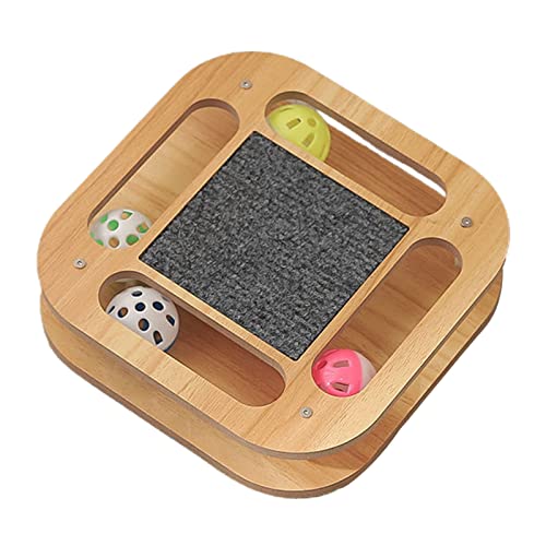 MISNODE Lustiges Katzen-Plattenspieler-Kombinationsspielzeug, Holz-Schienenbälle mit stabilen Kratzpolstern und 4 Kugeln für alle Altersgruppen, quadratisch MISNODE Lustiges Katzen-Plattenspieler-Kombinationsspielzeug, Holz-Schienenbälle mit stabilen Kratzpolstern und 4 Kugeln für alle Altersgruppen, quadratisch von MISNODE