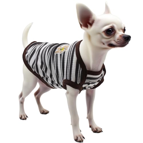 Gestreiftes Hunde-Shirt, Baumwolle, gerippt, ärmellos, Haustierkleidung für mittelgroße Hunde und Jungen, weiches, atmungsaktives T-Shirt für Shih Tzu, Chihuahua, Sommer-Hundebekleidung (Meidum Gestreiftes Hunde-Shirt, Baumwolle, gerippt, ärmellos, Haustierkleidung für mittelgroße Hunde und Jungen, weiches, atmungsaktives T-Shirt für Shih Tzu, Chihuahua, Sommer-Hundebekleidung (Meidum von MISS PET