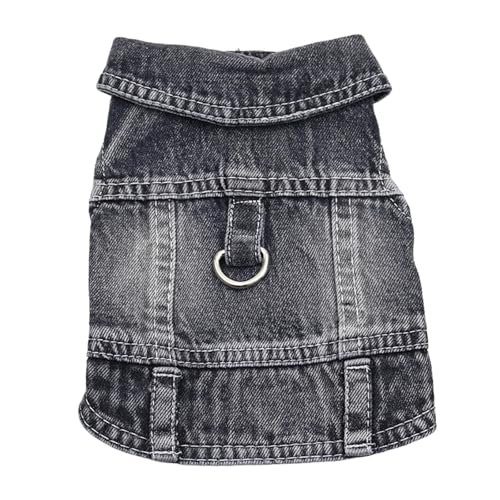 Hunde-Jeansjacke, cooler blauer Denim-Mantel für kleine und mittelgroße Mädchen, Jungen, Welpen, Kleidung, bequem, Revers, Geschirr, Weste mit D-Ring für die Leine Hunde-Jeansjacke, cooler blauer Denim-Mantel für kleine und mittelgroße Mädchen, Jungen, Welpen, Kleidung, bequem, Revers, Geschirr, Weste mit D-Ring für die Leine von MISS PET