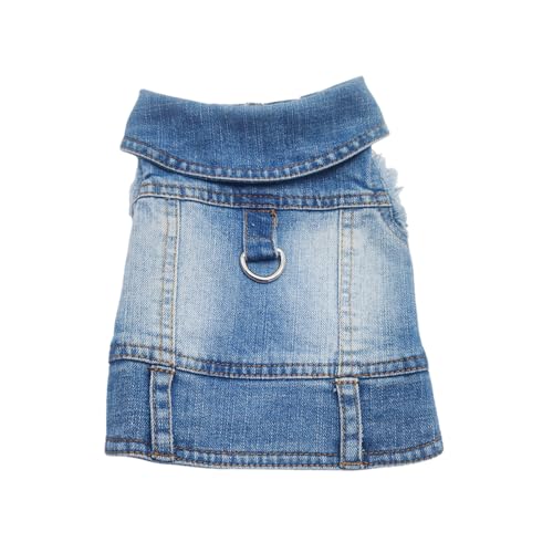 Hunde-Jeansjacke für kleine und mittelgroße Mädchen und Jungen, Vintage-Reversweste, gute Duktilität, Kleidung, Chihuahua, Yorkie, Teetassen-Outfits (Blau, M) von MISS PET