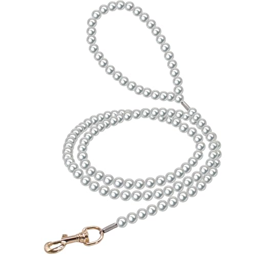 Hundeleine für kleine Hunde, Stahldraht mit Perlen, langlebige und starke Katzen-Welpen-Leine für Spaziergänge, Geburtstag, Hochzeit, Party, goldener Haken, bis zu 9 kg, Weiß, 1,2 m Hundeleine für kleine Hunde, Stahldraht mit Perlen, langlebige und starke Katzen-Welpen-Leine für Spaziergänge, Geburtstag, Hochzeit, Party, goldener Haken, bis zu 9 kg, Weiß, 1,2 m von MISS PET