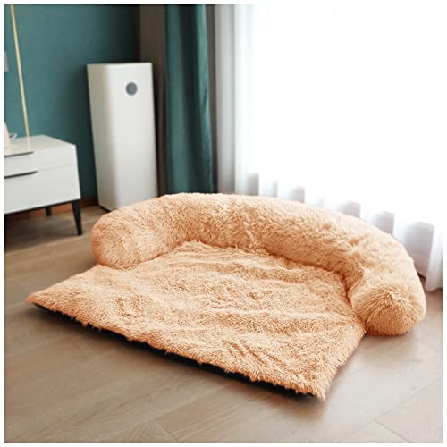 Flauschige Plüsch Hundebetten Katzenbett, Hundebett Couch für Sofaschutz, Hundematte, Haustierbett für Große Mittelgroße Hunde und Katzen, Hundedecke mit Reißverschluss,A-Apricot,XS(80x70x16cm) von MISSMAO