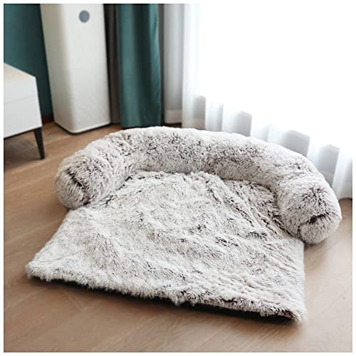 Flauschige Plüsch Hundebetten Katzenbett, Hundebett Couch für Sofaschutz, Hundematte, Haustierbett für Große Mittelgroße Hunde und Katzen, Hundedecke mit Reißverschluss,A-Koffee,M(115x95x18cm) von MISSMAO