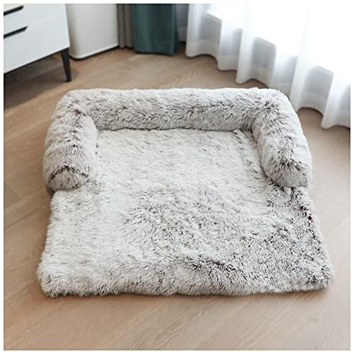 Flauschige Plüsch Hundebetten Katzenbett, Hundebett Couch für Sofaschutz, Hundematte, Haustierbett für Große Mittelgroße Hunde und Katzen, Hundedecke mit Reißverschluss,B-Koffee,M(105x93x20cm) von MISSMAO