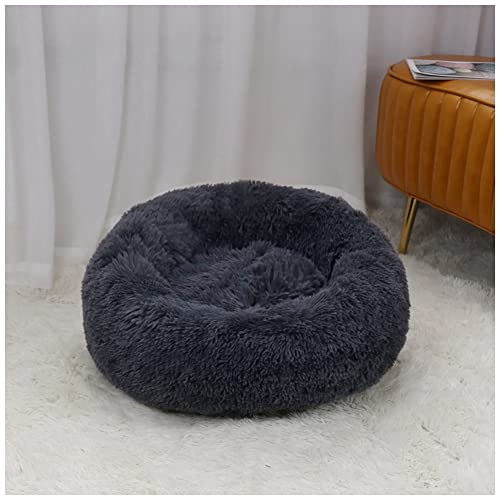 MISSMAO Deluxe-Haustierbett,für Katzen und Hunde, Hundebett Katzenbett Flauschig Rund aus Plüsch Donut Kuscheliges Hundekissen Hundekorb Waschbar,Grau2,90cm von MISSMAO