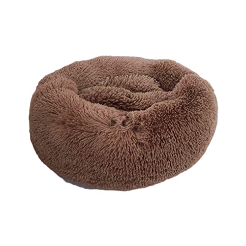 MISSMAO Deluxe-Haustierbett,für Katzen und Hunde, Hundebett Katzenbett Flauschig Rund aus Plüsch Donut Kuscheliges Hundekissen Hundekorb Waschbar,Kaffee,70cm von MISSMAO