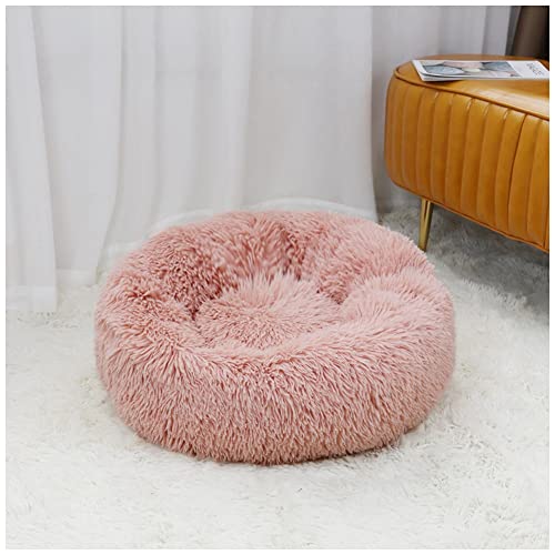 MISSMAO Deluxe-Haustierbett,für Katzen und Hunde, Hundebett Katzenbett Flauschig Rund aus Plüsch Donut Kuscheliges Hundekissen Hundekorb Waschbar,Pink2,120cm von MISSMAO