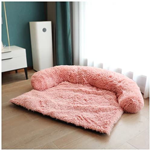 MISSMAO Flauschige Plüsch Hundebetten Katzenbett, Hundebett Couch für Sofaschutz, Hundematte, Haustierbett für Große Mittelgroße Hunde und Katzen, Hundedecke mit Reißverschluss,A-Pink,M(115x95x18cm) von MISSMAO