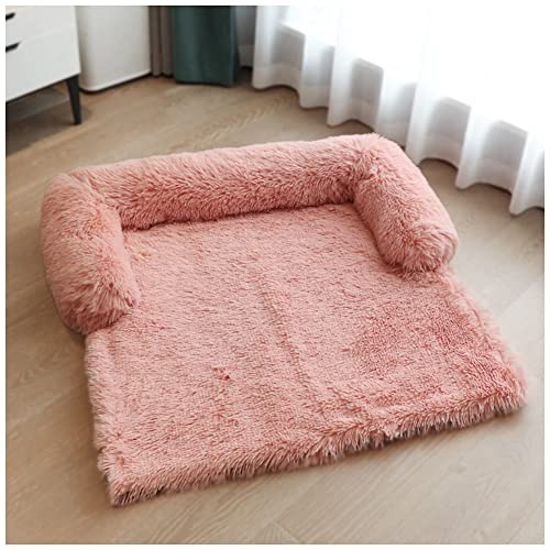 MISSMAO Flauschige Plüsch Hundebetten Katzenbett, Hundebett Couch für Sofaschutz, Hundematte, Haustierbett für Große Mittelgroße Hunde und Katzen, Hundedecke mit Reißverschluss,B-Pink,S(105x93x20cm) von MISSMAO