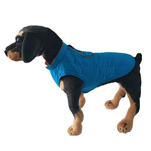 MISSMAO Fleece Gefütterte Hundejacke sehr Warm für Winter und kaltes Wetter Extraweiche Winddichte Hundeweste Blau L von MISSMAO