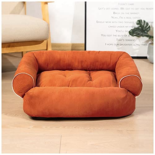 MISSMAO Hundebett Ergonomisches Hundesofa - Superweich Welpenbett Katzenbett für Drinnen und Draußen, Haustierbett für Kleine und Mittlere Hunde und Katzen,Orange,L(60x50x20cm) von MISSMAO