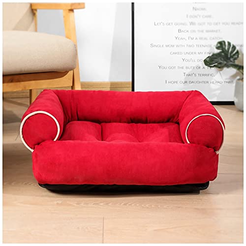 MISSMAO Hundebett Ergonomisches Hundesofa - Superweich Welpenbett Katzenbett für Drinnen und Draußen, Haustierbett für Kleine und Mittlere Hunde und Katzen,Rot,4XL(115x67x24cm) von MISSMAO