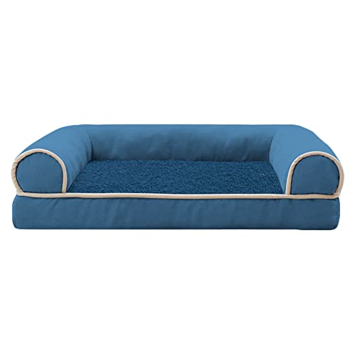 MISSMAO Hundebett Hundekörbchen Hundesofa Hundekissen Hundekorb Bezug Waschbar Flauschig Kuschelig Matratze Hundematte mit Rutschfester Unterseite,Blau,L(53x39x9cm) von MISSMAO