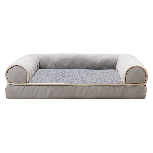 MISSMAO Hundebett Hundekörbchen Hundesofa Hundekissen Hundekorb Bezug Waschbar Flauschig Kuschelig Matratze Hundematte mit Rutschfester Unterseite,Grau1,XL(74x47x10.5cm) von MISSMAO