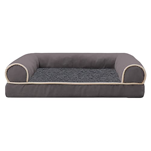 MISSMAO Hundebett Hundekörbchen Hundesofa Hundekissen Hundekorb Bezug Waschbar Flauschig Kuschelig Matratze Hundematte mit Rutschfester Unterseite,Grau2,L(53x39x9cm) von MISSMAO