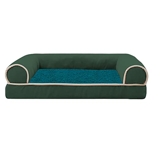 MISSMAO Hundebett Hundekörbchen Hundesofa Hundekissen Hundekorb Bezug Waschbar Flauschig Kuschelig Matratze Hundematte mit Rutschfester Unterseite,Grün,L(53x39x9cm) von MISSMAO