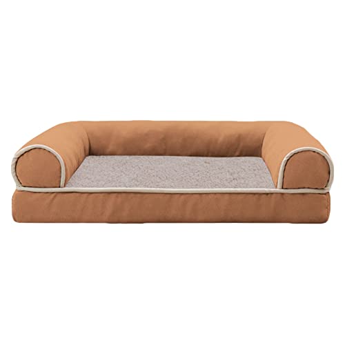 MISSMAO Hundebett Hundekörbchen Hundesofa Hundekissen Hundekorb Bezug Waschbar Flauschig Kuschelig Matratze Hundematte mit Rutschfester Unterseite,Khaki,XXL(90x65x12cm) von MISSMAO