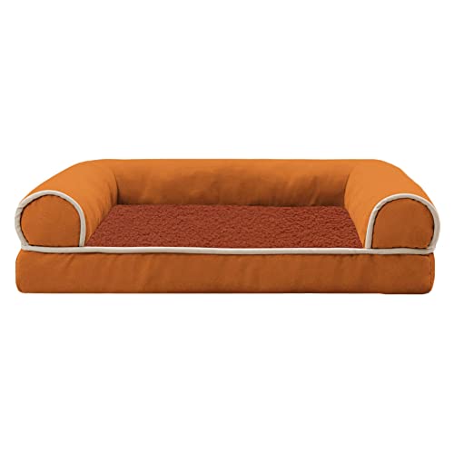 MISSMAO Hundebett Hundekörbchen Hundesofa Hundekissen Hundekorb Bezug Waschbar Flauschig Kuschelig Matratze Hundematte mit Rutschfester Unterseite,Orange,L(53x39x9cm) von MISSMAO