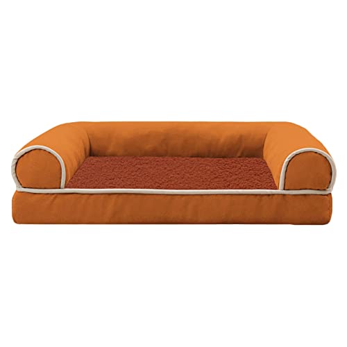 MISSMAO Hundebett Hundekörbchen Hundesofa Hundekissen Hundekorb Bezug Waschbar Flauschig Kuschelig Matratze Hundematte mit Rutschfester Unterseite,Orange,M(34x32x6.5cm) von MISSMAO