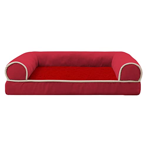 MISSMAO Hundebett Hundekörbchen Hundesofa Hundekissen Hundekorb Bezug Waschbar Flauschig Kuschelig Matratze Hundematte mit Rutschfester Unterseite,Rot,XL(74x47x10.5cm) von MISSMAO