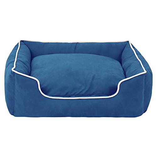 MISSMAO Hundebett für Mittelgroße und Grosse Hunde, Dickes und Flauschiges Hundebett, Waschbar Hundekorb Hundesofa, rutschfeste Hundematte Hundebetten,Blau,S(58x50x18cm) von MISSMAO