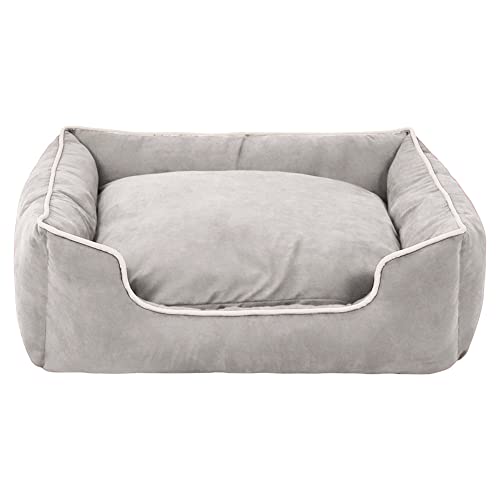 MISSMAO Hundebett für Mittelgroße und Grosse Hunde, Dickes und Flauschiges Hundebett, Waschbar Hundekorb Hundesofa, rutschfeste Hundematte Hundebetten,Grau1,L(80x66x21cm) von MISSMAO