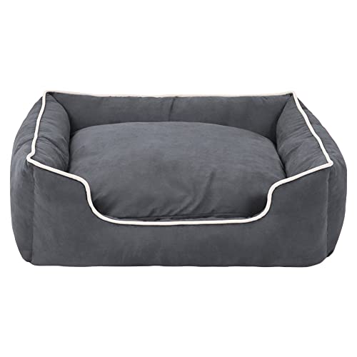 MISSMAO Hundebett für Mittelgroße und Grosse Hunde, Dickes und Flauschiges Hundebett, Waschbar Hundekorb Hundesofa, rutschfeste Hundematte Hundebetten,Grau2,L(80x66x21cm) von MISSMAO