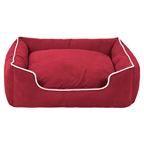 MISSMAO Hundebett für Mittelgroße und Grosse Hunde, Dickes und Flauschiges Hundebett, Waschbar Hundekorb Hundesofa, rutschfeste Hundematte Hundebetten,Rot,L(80x66x21cm) von MISSMAO