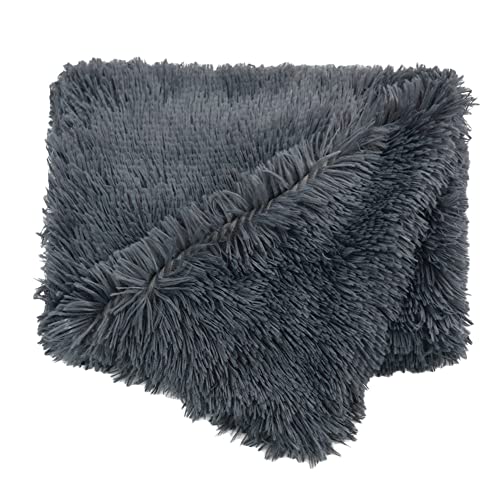 MISSMAO Hundematten, Luxus Plüsch weiche Haustier Matten, waschbar Hundekiste Betten Hundedecke für große mittlere und kleine Hunde und Katzen,Grau,M(78x64cm) von MISSMAO