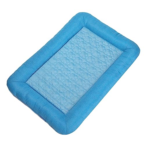 MISSMAO Kühlmatte Hund Hundematte Bett Kühldecke Kühlkissen für Katzen Waschbar Haustiere Sommerbett rutschfest Selbstkühlende Matte,Blau1,M (60x40cm) von MISSMAO