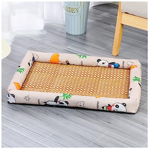 MISSMAO Kühlmatte für Hund Katzen, Hundedecke Hundekorb Kühldecke Bambusmatte Hundematte Sommer Kalte Tierbett Haustier Kühlmatte,Beige,L (70x55cm) von MISSMAO