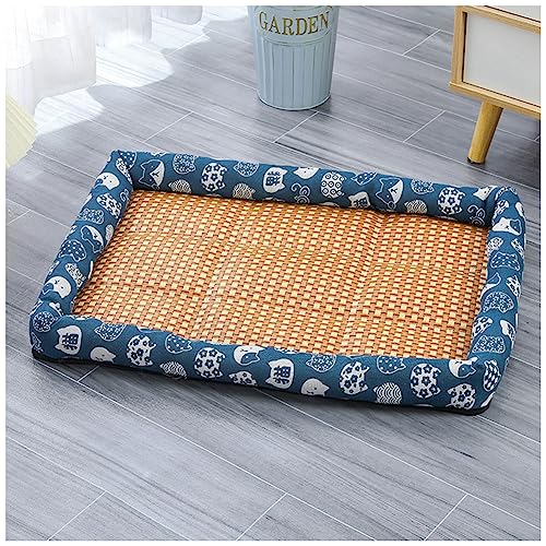 MISSMAO Kühlmatte für Hund Katzen, Hundedecke Hundekorb Kühldecke Bambusmatte Hundematte Sommer Kalte Tierbett Haustier Kühlmatte,Blau,S (50x40cm) von MISSMAO