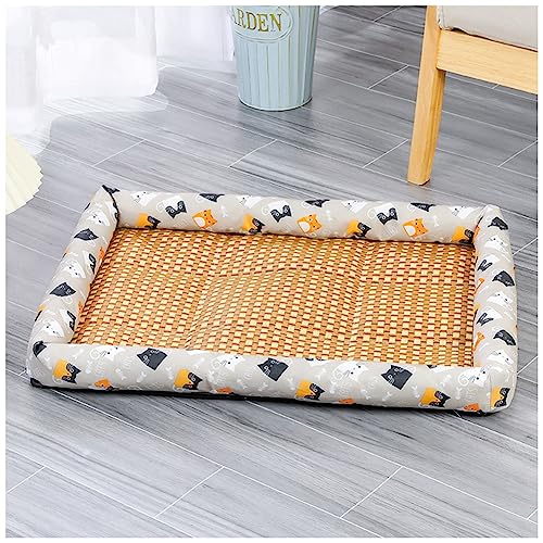 MISSMAO Kühlmatte für Hund Katzen, Hundedecke Hundekorb Kühldecke Bambusmatte Hundematte Sommer Kalte Tierbett Haustier Kühlmatte,Grau,L (70x55cm) von MISSMAO