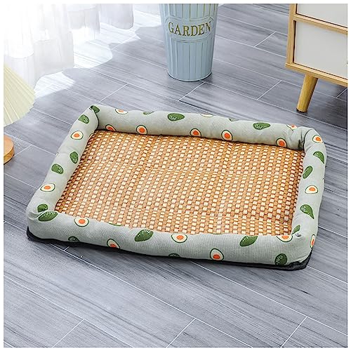 MISSMAO Kühlmatte für Hund Katzen, Hundedecke Hundekorb Kühldecke Bambusmatte Hundematte Sommer Kalte Tierbett Haustier Kühlmatte,Grün,XL (90x70cm) von MISSMAO