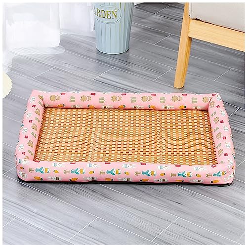 MISSMAO Kühlmatte für Hund Katzen, Hundedecke Hundekorb Kühldecke Bambusmatte Hundematte Sommer Kalte Tierbett Haustier Kühlmatte,Rosa,S (50x40cm) von MISSMAO